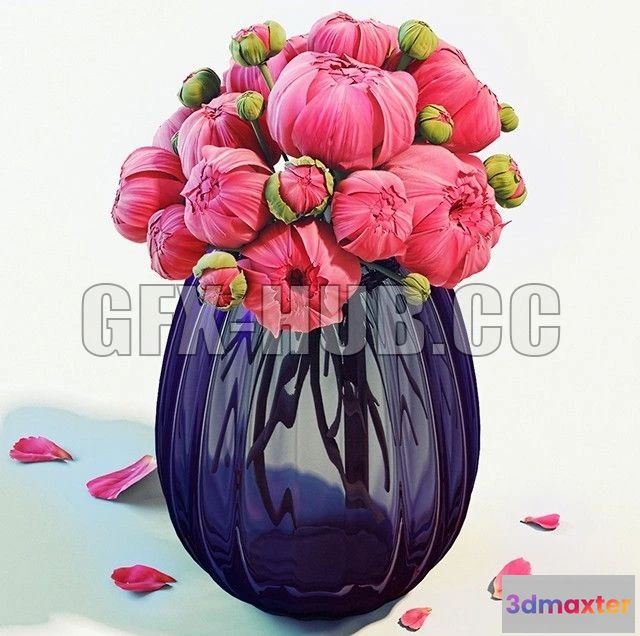 1200768 - FURNITURE 3D MODELS - Flowers in a blue vase