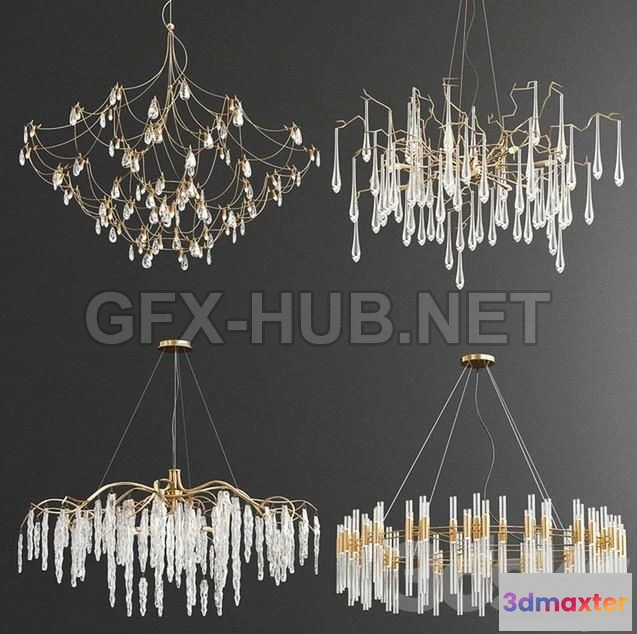 1200824 - FURNITURE 3D MODELS - Four Exclusive Chandelier Collection 75