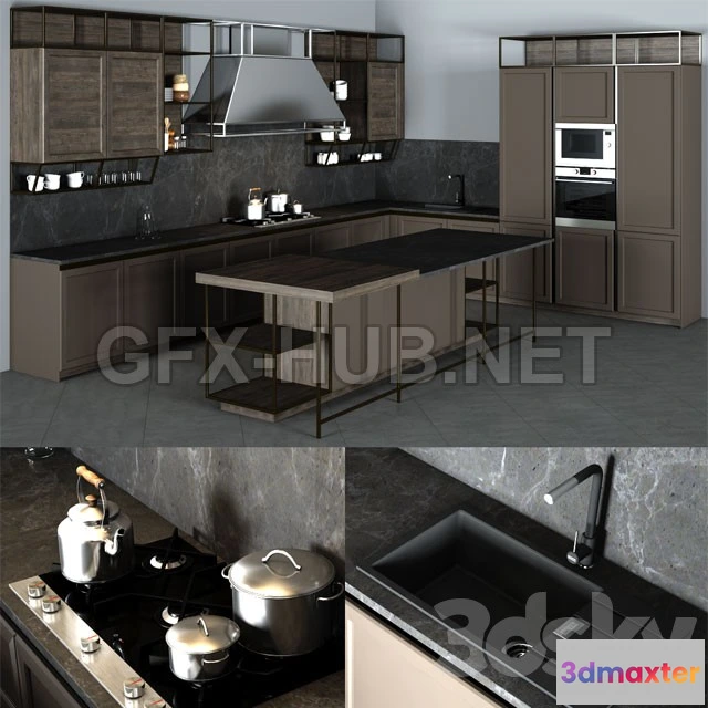 1200842 - FURNITURE 3D MODELS - Frame Snaidero Kitchen Furniture