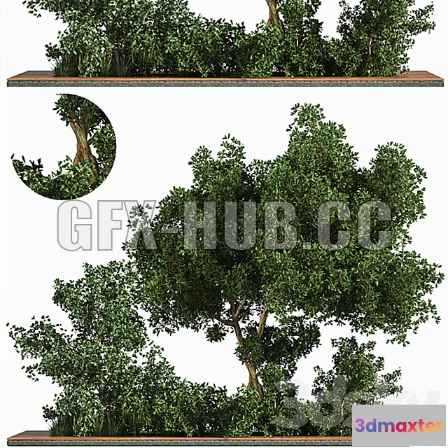 1200984 - FURNITURE 3D MODELS - Garden Set Grass & Tree