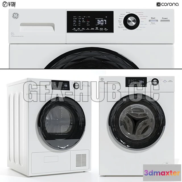 1201012 - FURNITURE 3D MODELS - GE Washing Machine and Dryer
