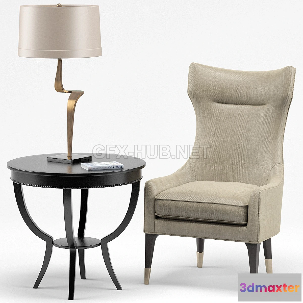 1201044 - FURNITURE 3D MODELS - Gina Chair Thad Lamp Scheffield Round End Table