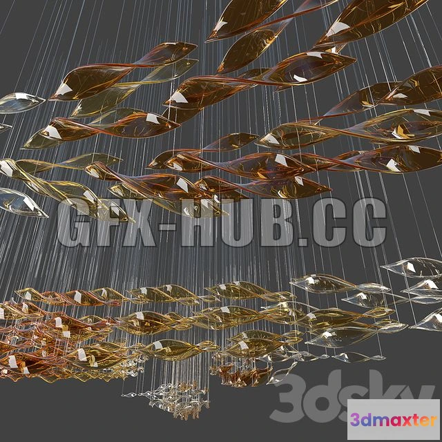1201090 - FURNITURE 3D MODELS - Glass Waves Chandelier 1