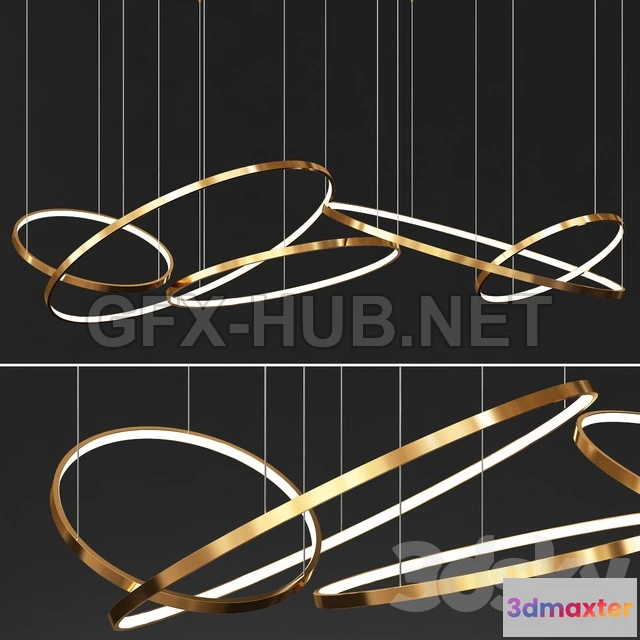 1201112 - FURNITURE 3D MODELS - Gold Ring Chandelier 3