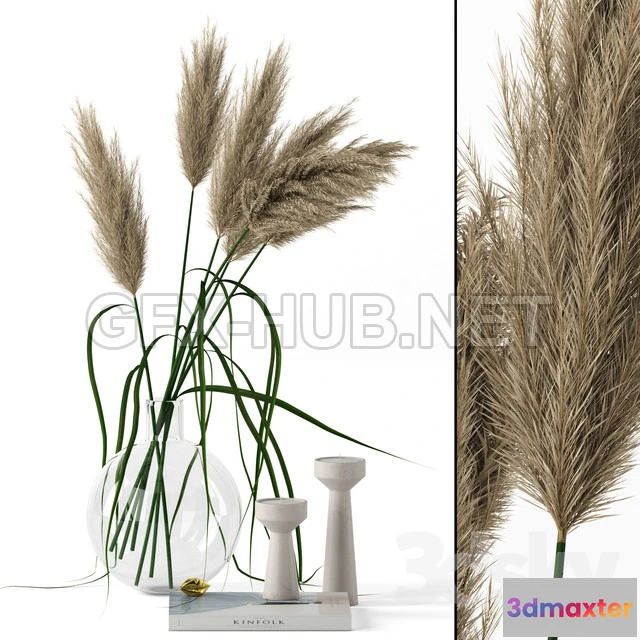 1201166 - FURNITURE 3D MODELS - Grass in round vase