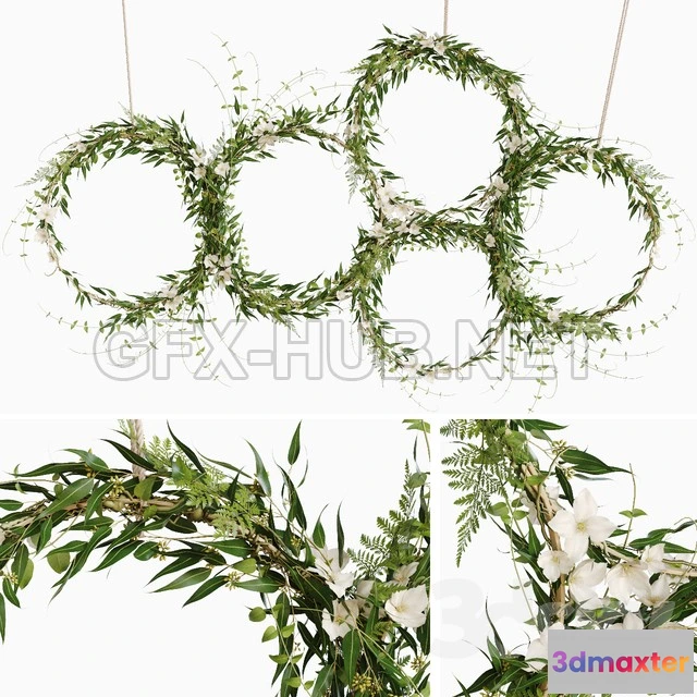 1201206 - FURNITURE 3D MODELS - Green wreaths