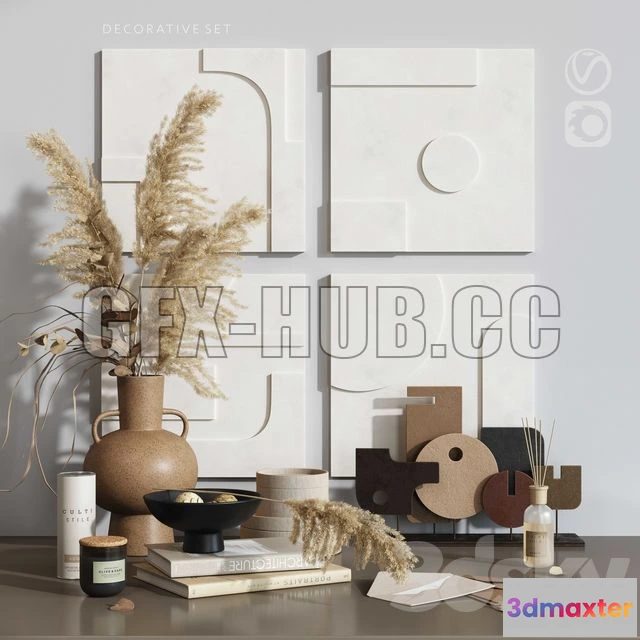 1201248 - FURNITURE 3D MODELS - Gypsum Panno Decorative Set