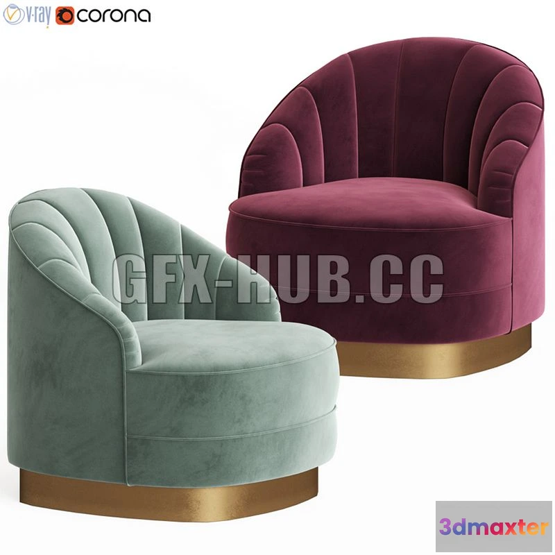 1201270 - FURNITURE 3D MODELS - Hadley Armchair Eichholtz