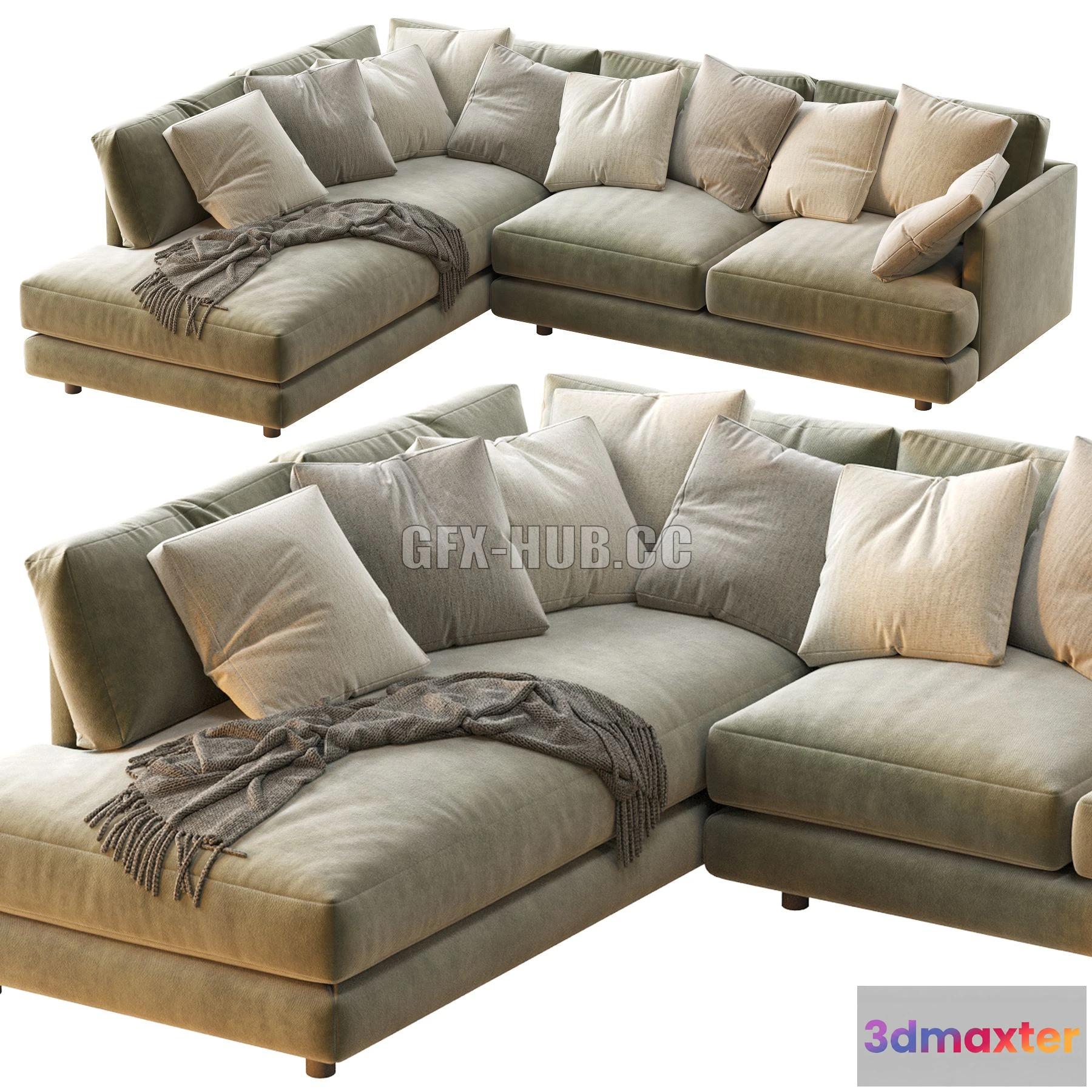 1201346 - FURNITURE 3D MODELS - Haven 2 Piece Terminal Chaise Sectiona