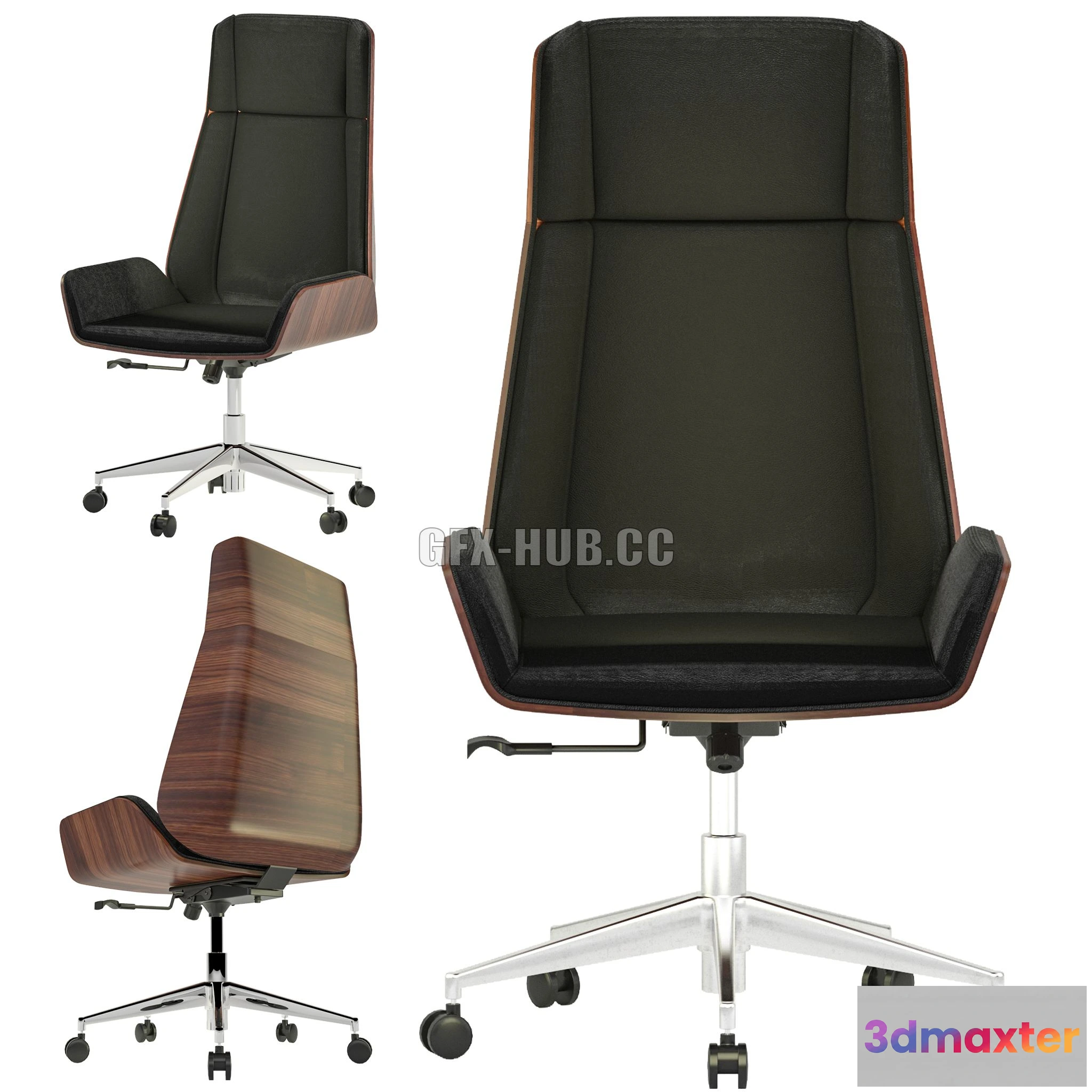 1201350 - FURNITURE 3D MODELS - Hazel High Back Leather Chair