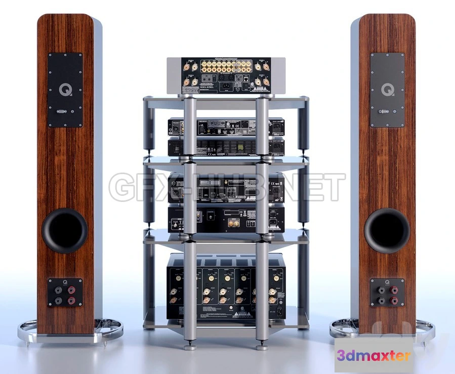 1201404 - FURNITURE 3D MODELS - Hi-fi kit NAD and Q acoustics