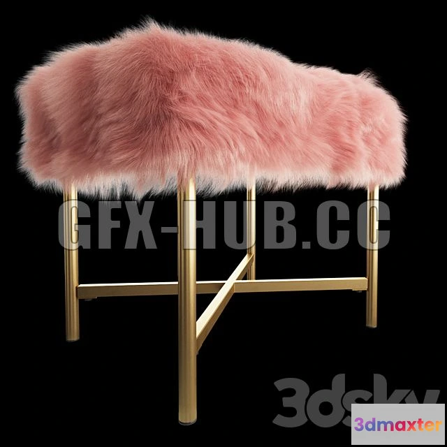 1201432 - FURNITURE 3D MODELS - HomePop Decorative Faux Fur Square Ottoman