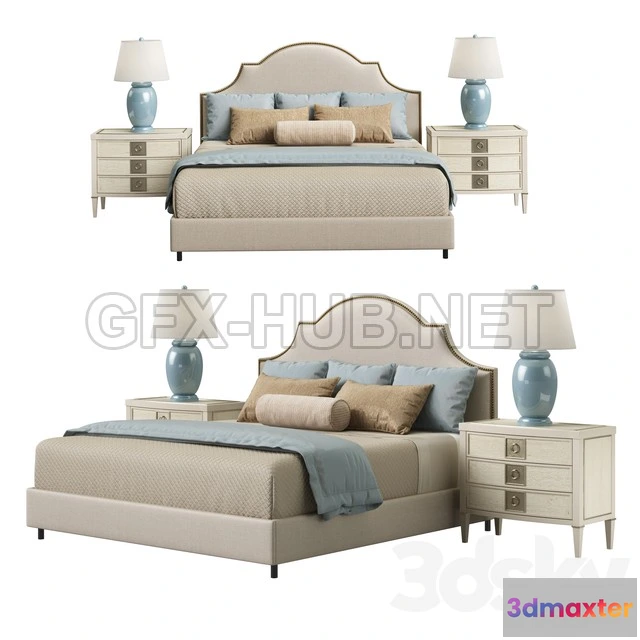 1201446 - FURNITURE 3D MODELS - Horchow Cheresse King Bed
