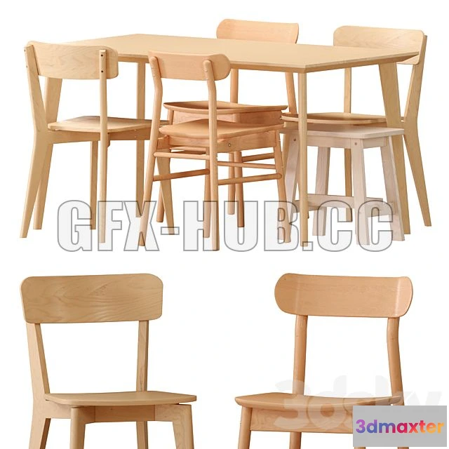 1201538 - FURNITURE 3D MODELS - IKEA LISABO Table And Chairs