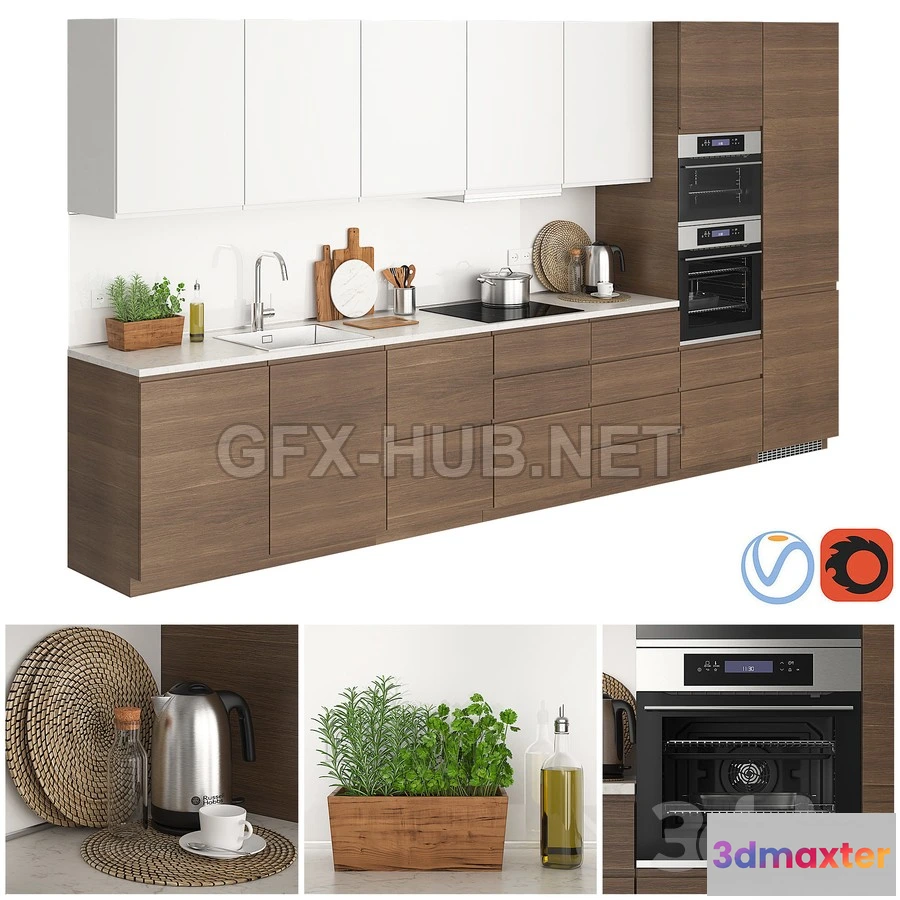 1201540 - FURNITURE 3D MODELS - Ikea Metod Voxtorp Walnut