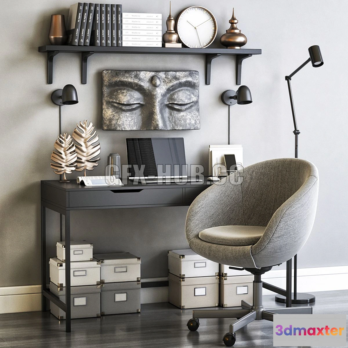 1201550 - FURNITURE 3D MODELS - IKEA Office Workplace 82