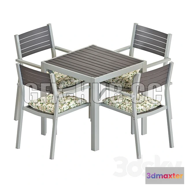 1201554 - FURNITURE 3D MODELS - IKEA SJALLAND TABLE AND CHAIRS SET 02