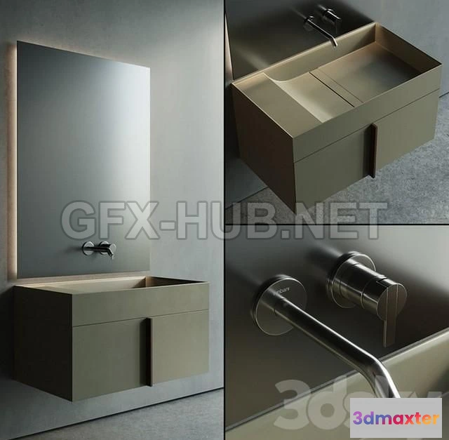 1201586 - FURNITURE 3D MODELS - Inbani Paral Vanity Unit Set 1