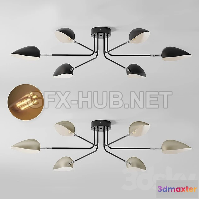 1201630 - FURNITURE 3D MODELS - Industrial Modern 3 6 Light Ceiling Lamp