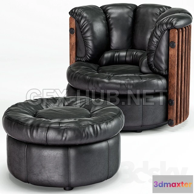 1201684 - FURNITURE 3D MODELS - Isle D’Palm Arm Chair, Ottoman