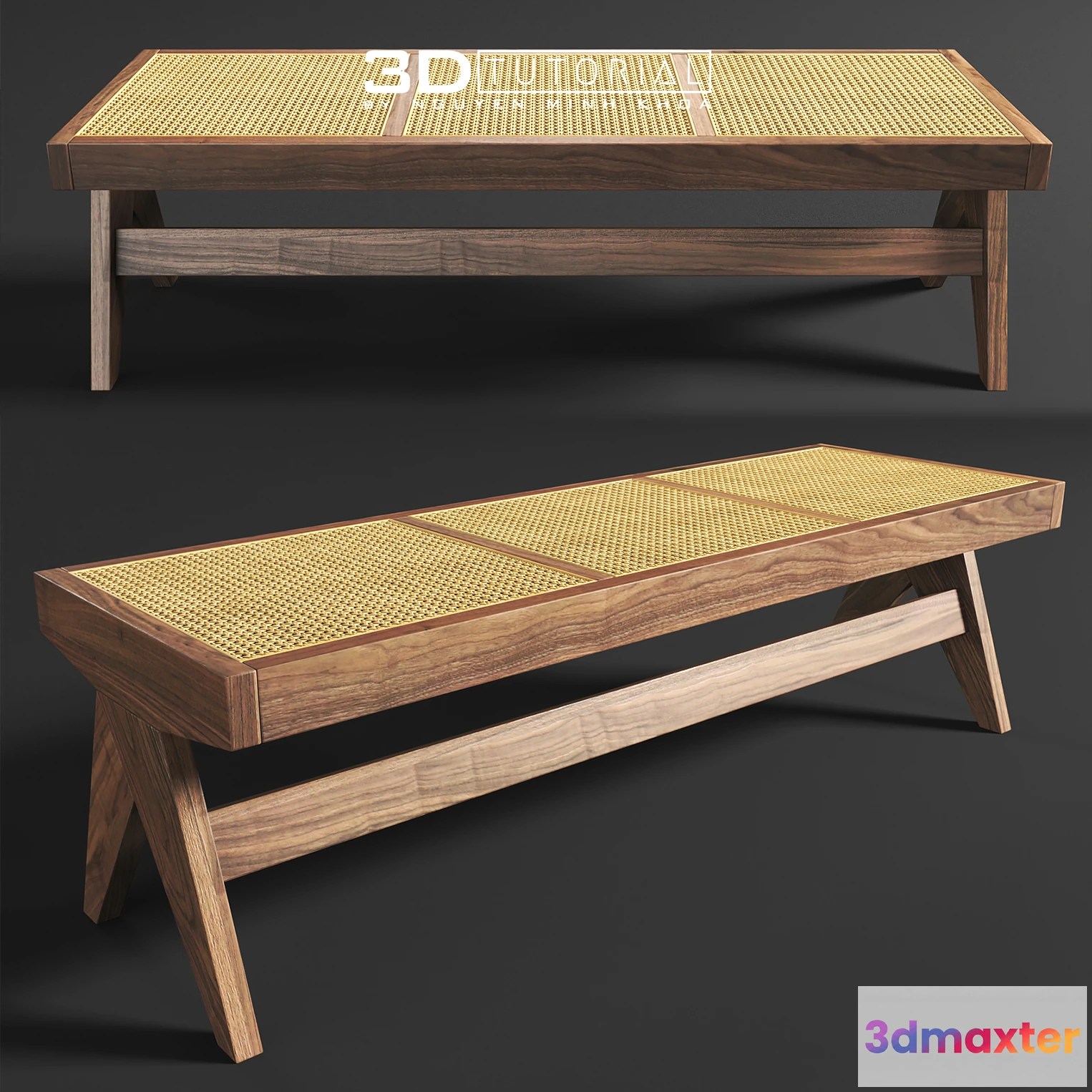 1201742 - FURNITURE 3D MODELS - Jeanneret Bench modelbyNguyenMinhKhoa