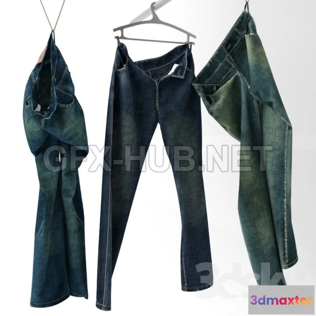 1201746 - FURNITURE 3D MODELS - Jeans on a Hanger and Hook