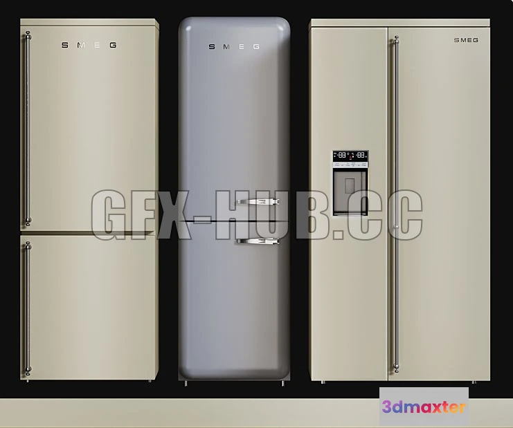 1201952 - FURNITURE 3D MODELS - Kitchen Appliances Fridges Set 2