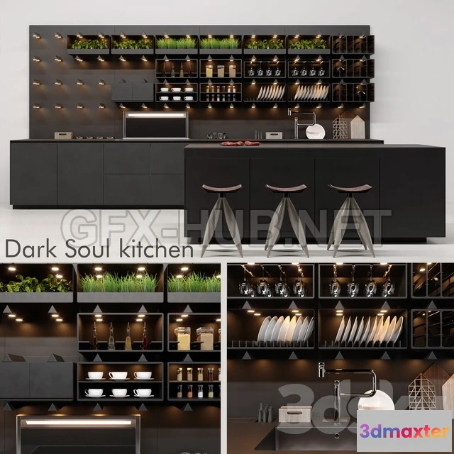 1201968 - FURNITURE 3D MODELS - Kitchen DARK SOUL