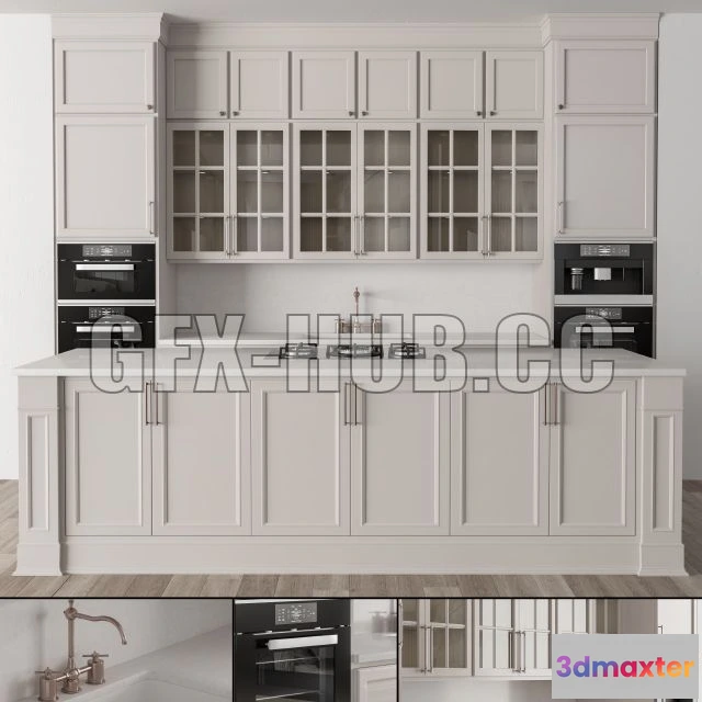 1202008 - FURNITURE 3D MODELS - Kitchen NeoClassic Cream Set 24