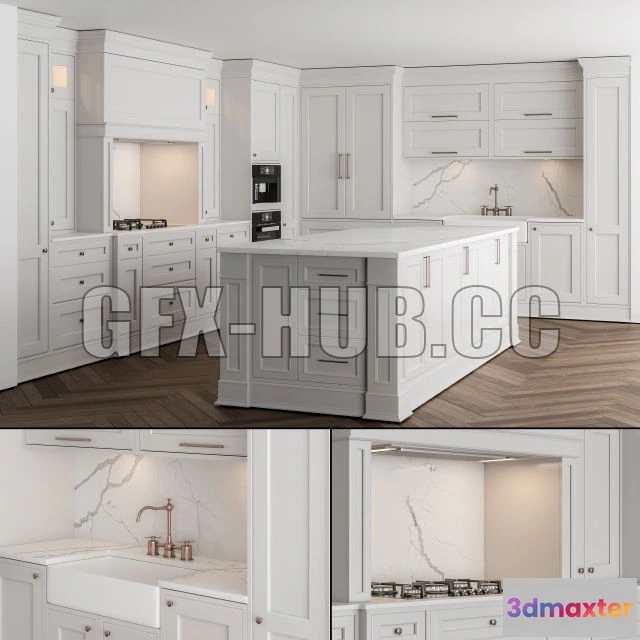 1202010 - FURNITURE 3D MODELS - Kitchen NeoClassic White Set 16