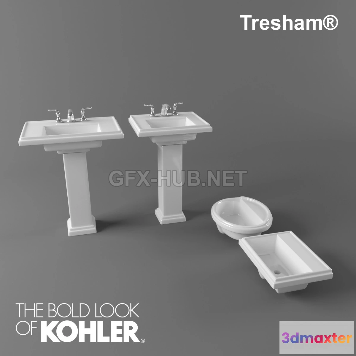 1202068 - FURNITURE 3D MODELS - Kohler Tresham Sinks