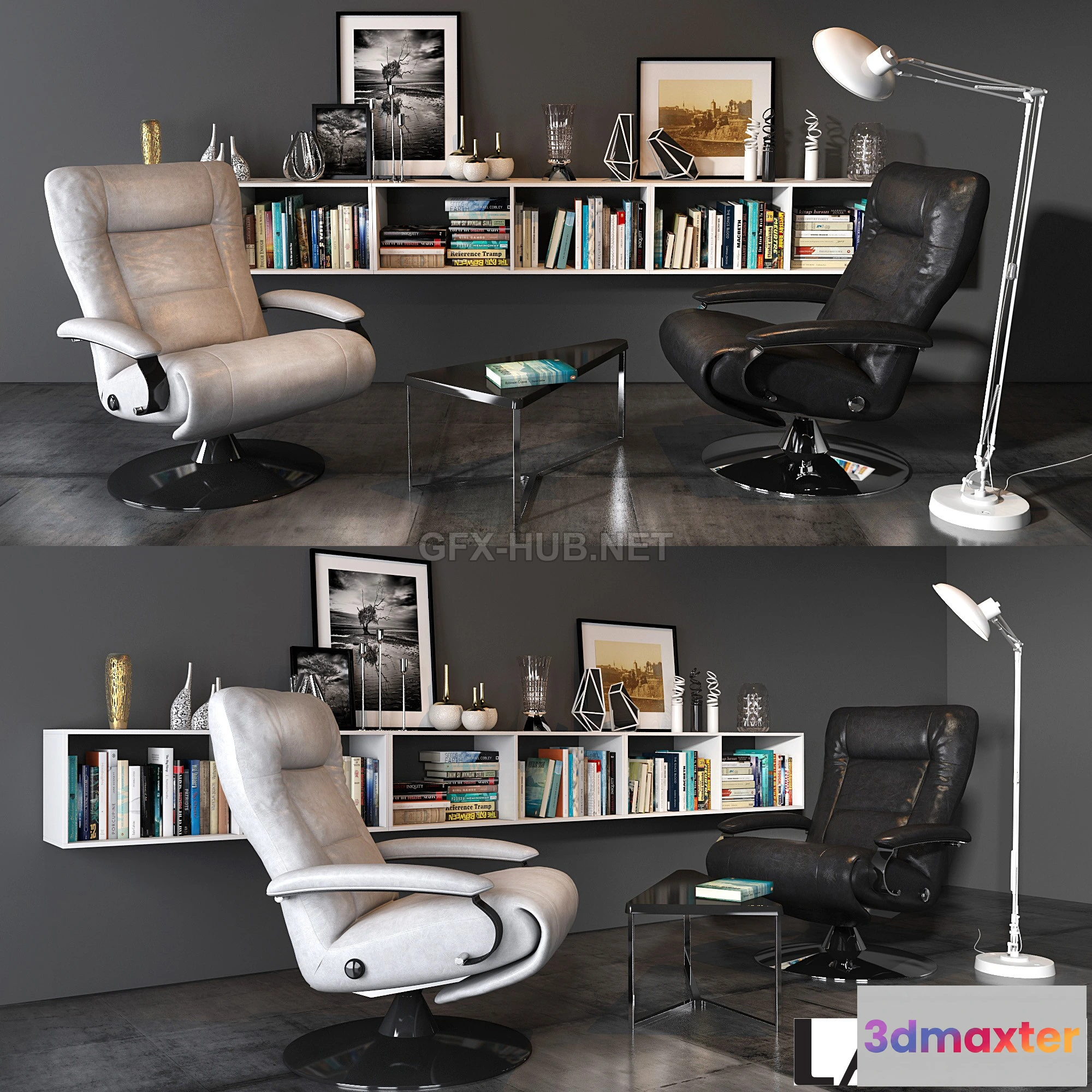 1202128 - FURNITURE 3D MODELS - Lafer thor reclining chair set