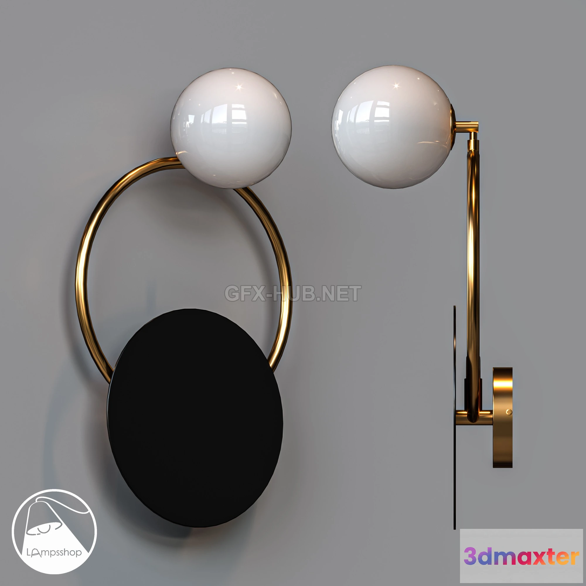 1202174 - FURNITURE 3D MODELS - LampsShop.ru B4001 Sconce SUN ON THE RING A