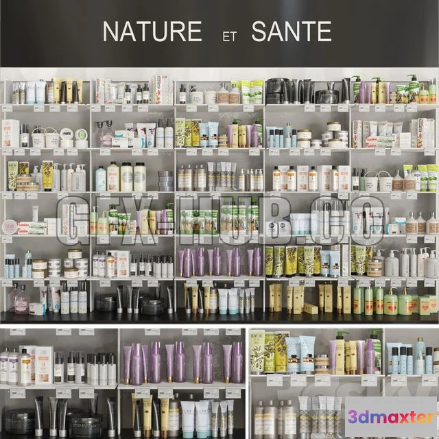 1202208 - FURNITURE 3D MODELS - Large Showcase in a Pharmacy with Cosmetics 3