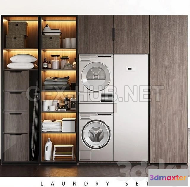 1202222 - FURNITURE 3D MODELS - LAUNDRY SET (Poliform FITTED + ASKO)