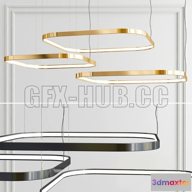 1202280 - FURNITURE 3D MODELS - LED Ring Pendant Lamp Zero Square by PANZERI