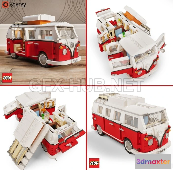 1202290 - FURNITURE 3D MODELS - LEGO 10220 Volkswagen T1