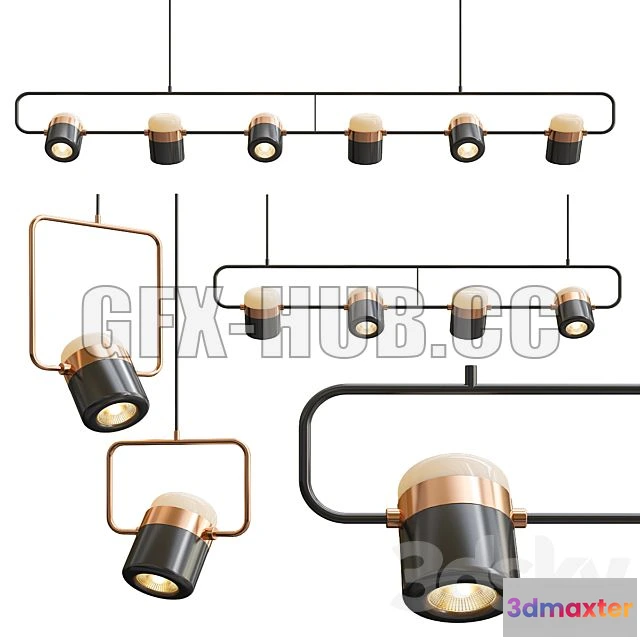 1202394 - FURNITURE 3D MODELS - Ling PL6 4 1 Linear Suspension Light