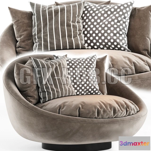 1202492 - FURNITURE 3D MODELS - Lounge Chairs Lacoon with pillows