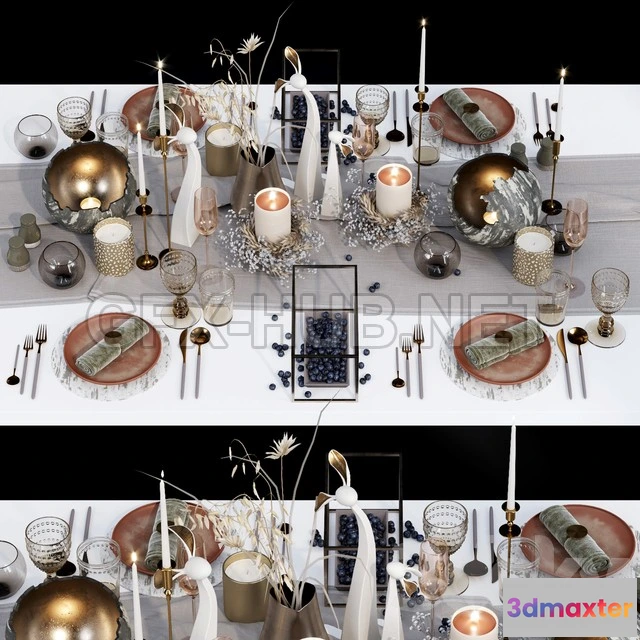 1202546 - FURNITURE 3D MODELS - Luxury table setting wreath