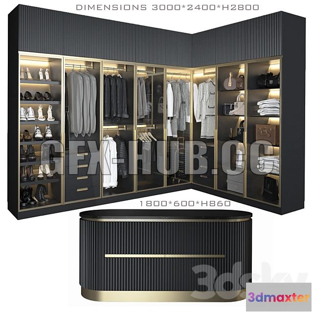 1202548 - FURNITURE 3D MODELS - Luxury Wardrobe 3
