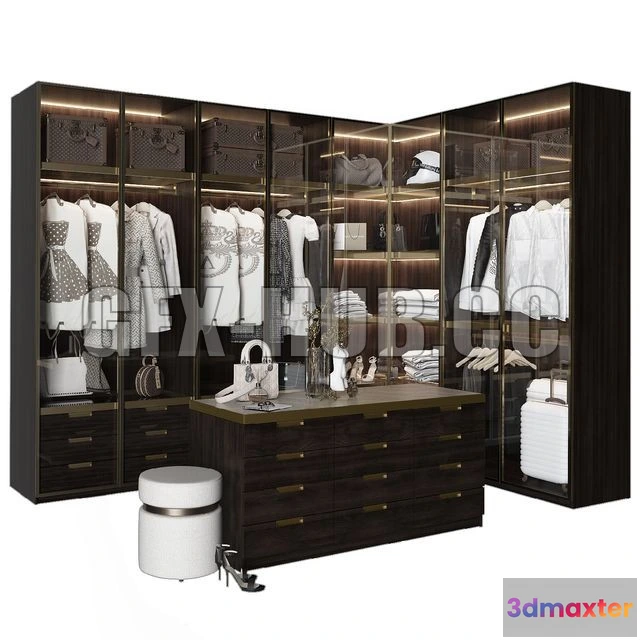 1202550 - FURNITURE 3D MODELS - Luxury Wardrobe Part 2 (with clothing)