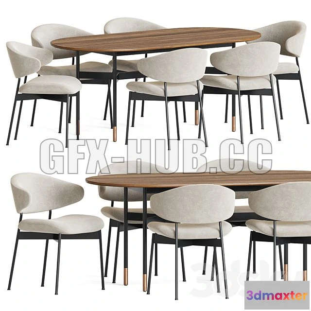 1202552 - FURNITURE 3D MODELS - Luz Chair Harri Table Dining Set