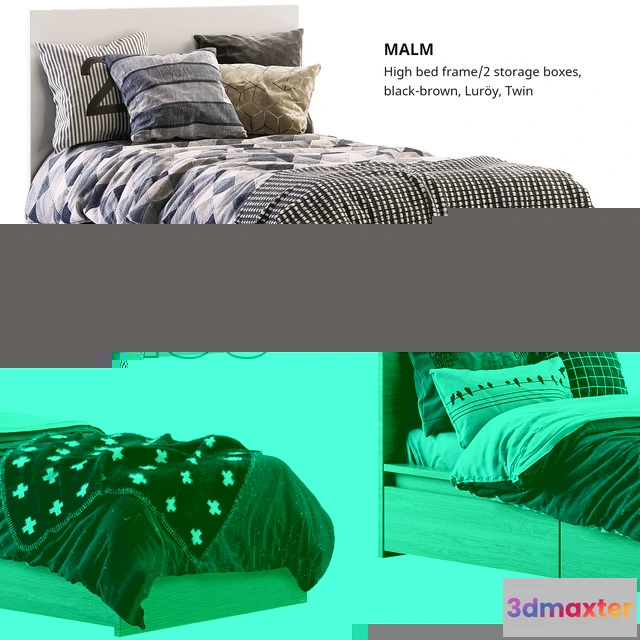 1202626 - FURNITURE 3D MODELS - MALM IKEA, MALM IKEA beds