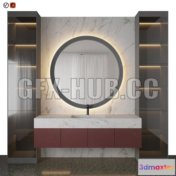 1202666 - FURNITURE 3D MODELS - Marble Red Bathroom