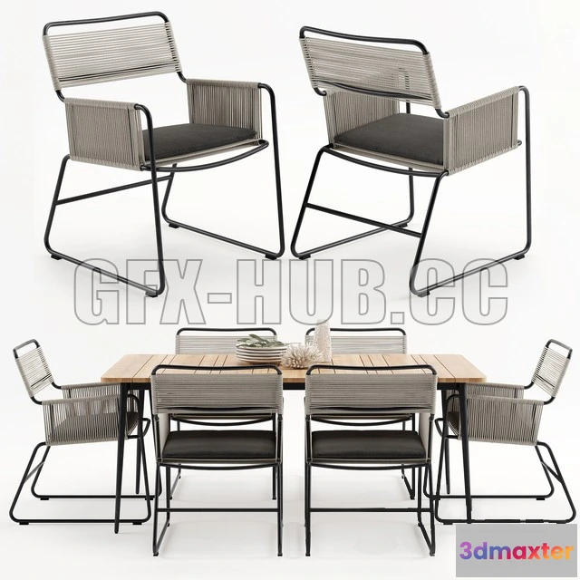 1202916 - FURNITURE 3D MODELS - Milan Outdoor Carver table with chairs
