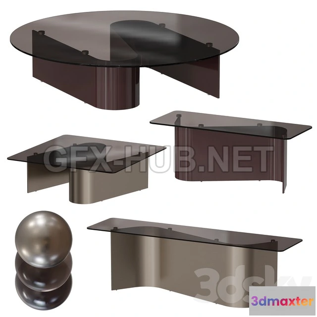 1202960 - FURNITURE 3D MODELS - Minotti Bender Tables Set 1
