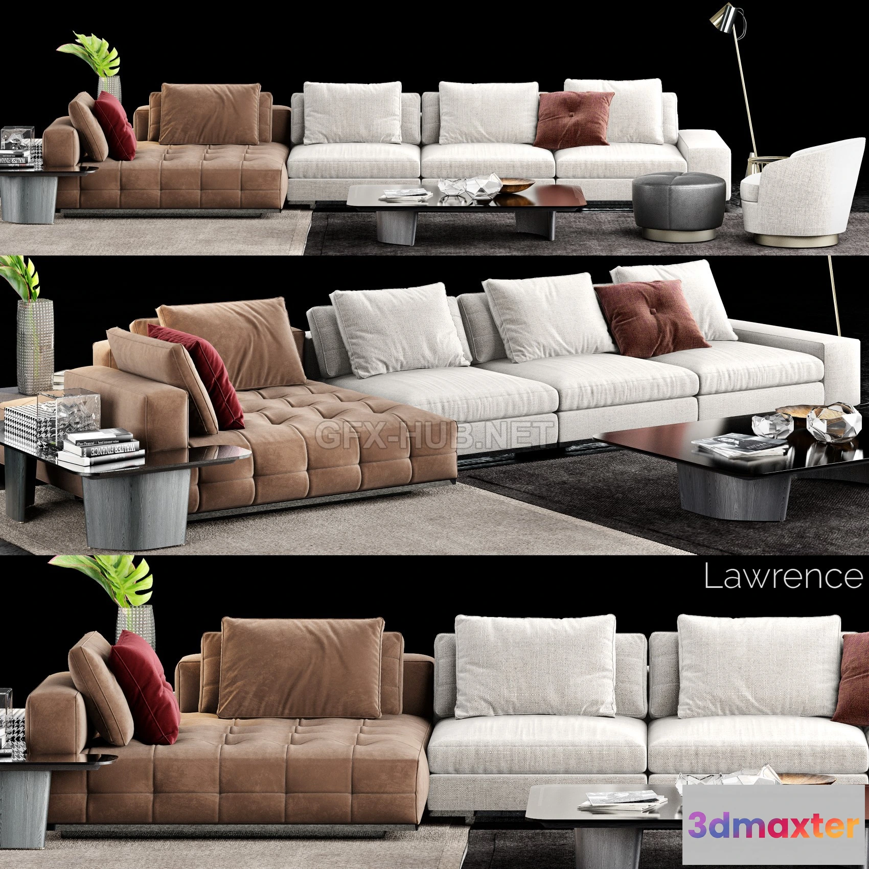 1202984 - FURNITURE 3D MODELS - Minotti Lawrence Sofa