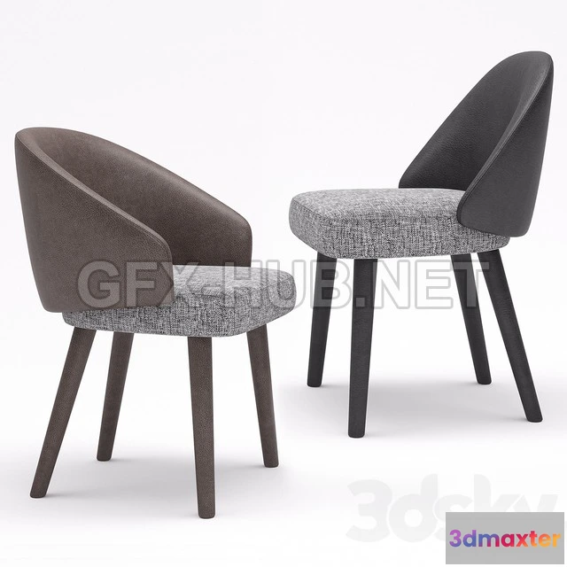 1202986 - FURNITURE 3D MODELS - Minotti Lawson Dining Chair