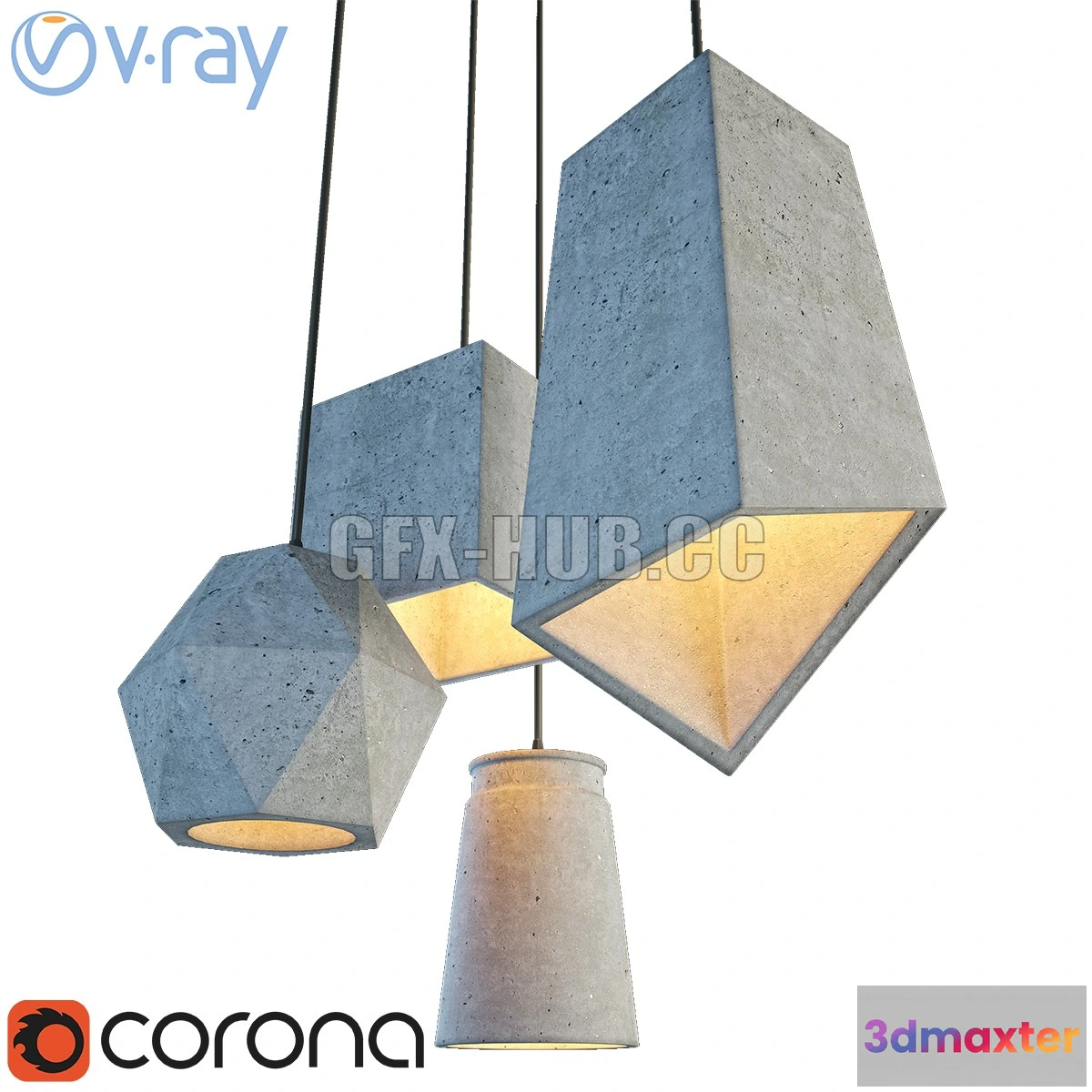 1203066 - FURNITURE 3D MODELS - Modern cement lights
